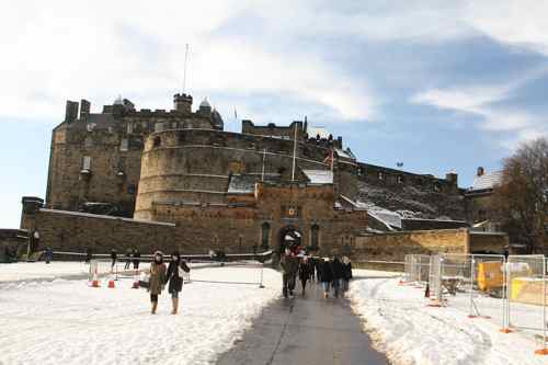 Edinburgh castle with snow