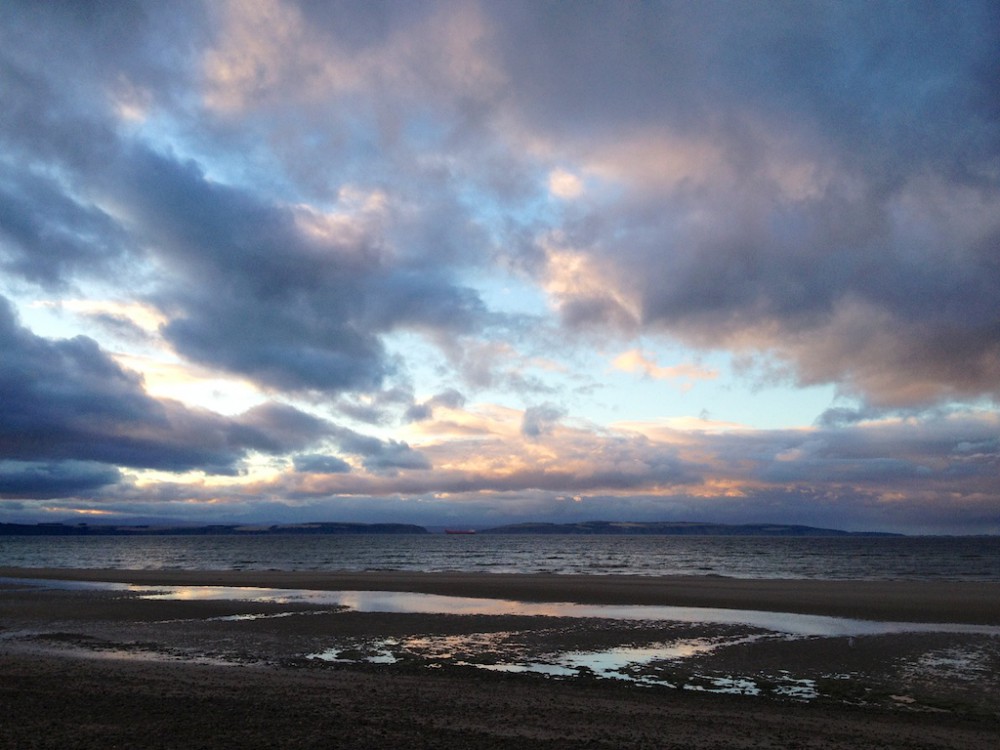 sunset on the beach in Nairn Scotland