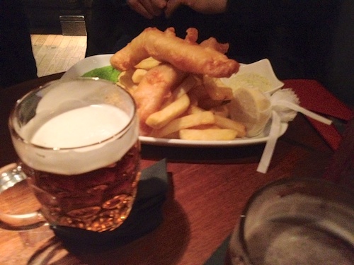 refuelling with some fish & chips and a pint or two
