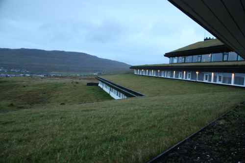 Turf roof at the Hotel Føroyar