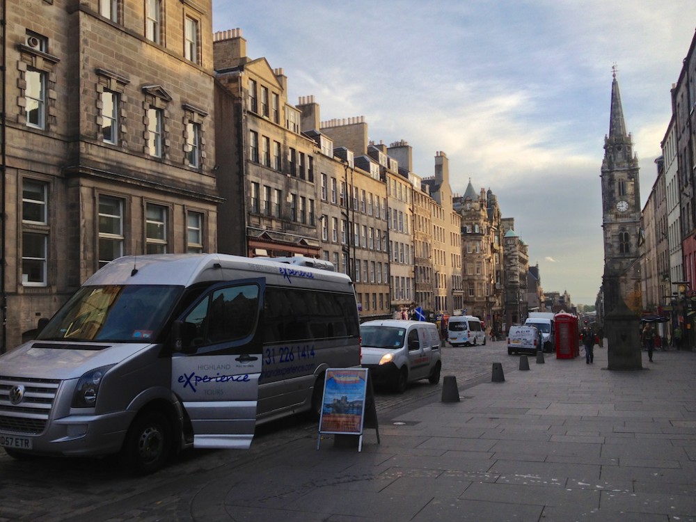 Highland Experience van at the meeting point on the Royal Mile