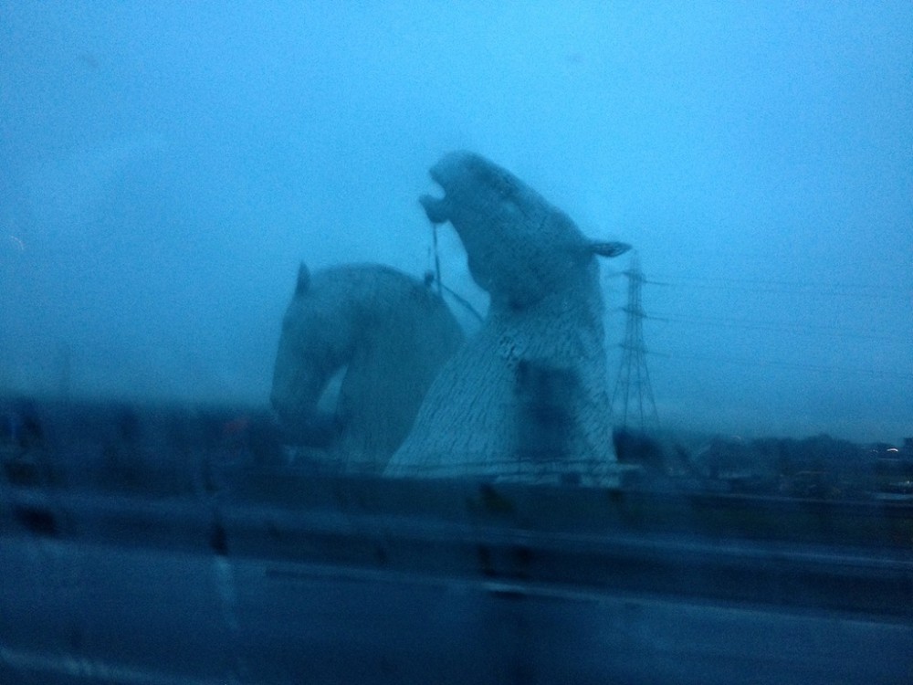 Mysterious giant horse heads by the side of the road