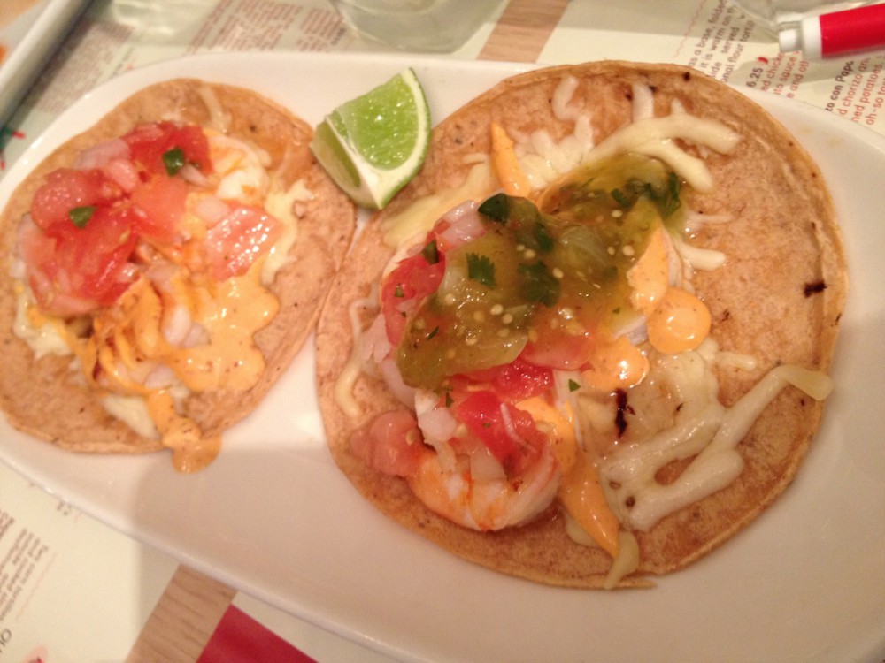 shrimp tacos at Lupita