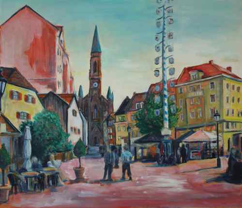original oil painting: Munich Wienerplatz