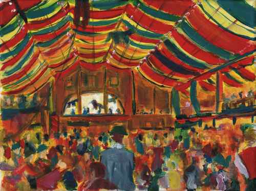 Original oil painting: Hippodrom at Munich Oktoberfest (daily painting)