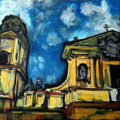 original acrylic painting - Munich Theatinerkirche