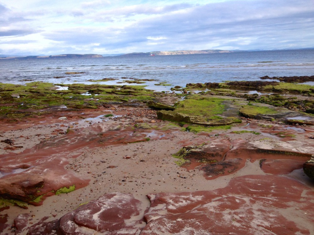 Rock pools on the beach in Nairn, Scotland