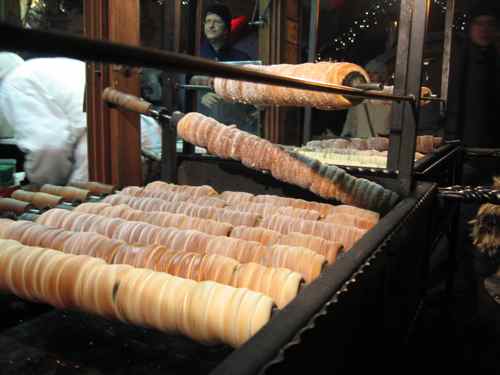 Pastries cooking at the Prague Christmas market