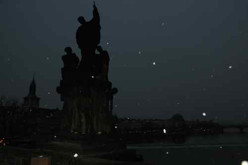 Charles Bridge in the snow, Prague