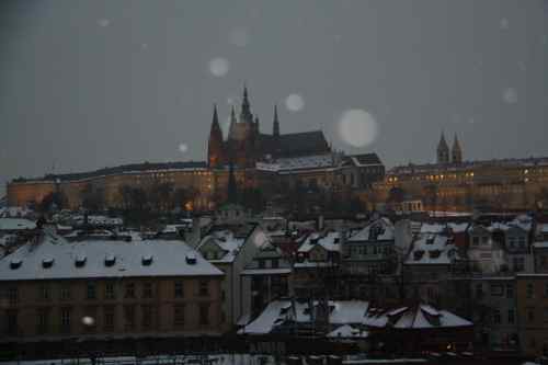 Prague castle in the snow