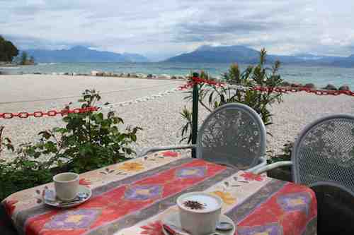 cappuccino on the beach in Sirmione