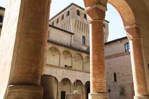 Torrechiara castle courtyard