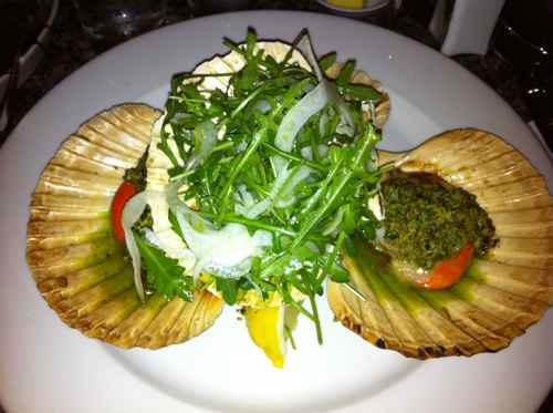 Scallops at Fishers in the City, Edinburgh, Scotland