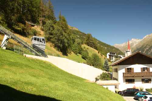 elevator to the ski lift in soelden