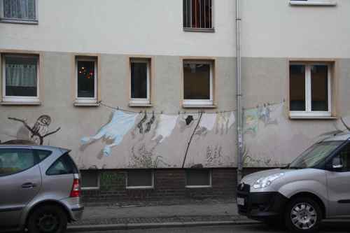 Laundry: street art in Leipzig