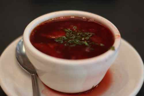 Vegetarian borscht at Veselka