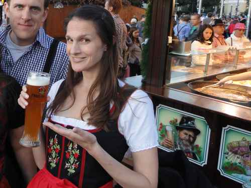 drinking weissbier at Oktoberfest