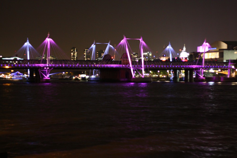 Millennium Bridge at night, London