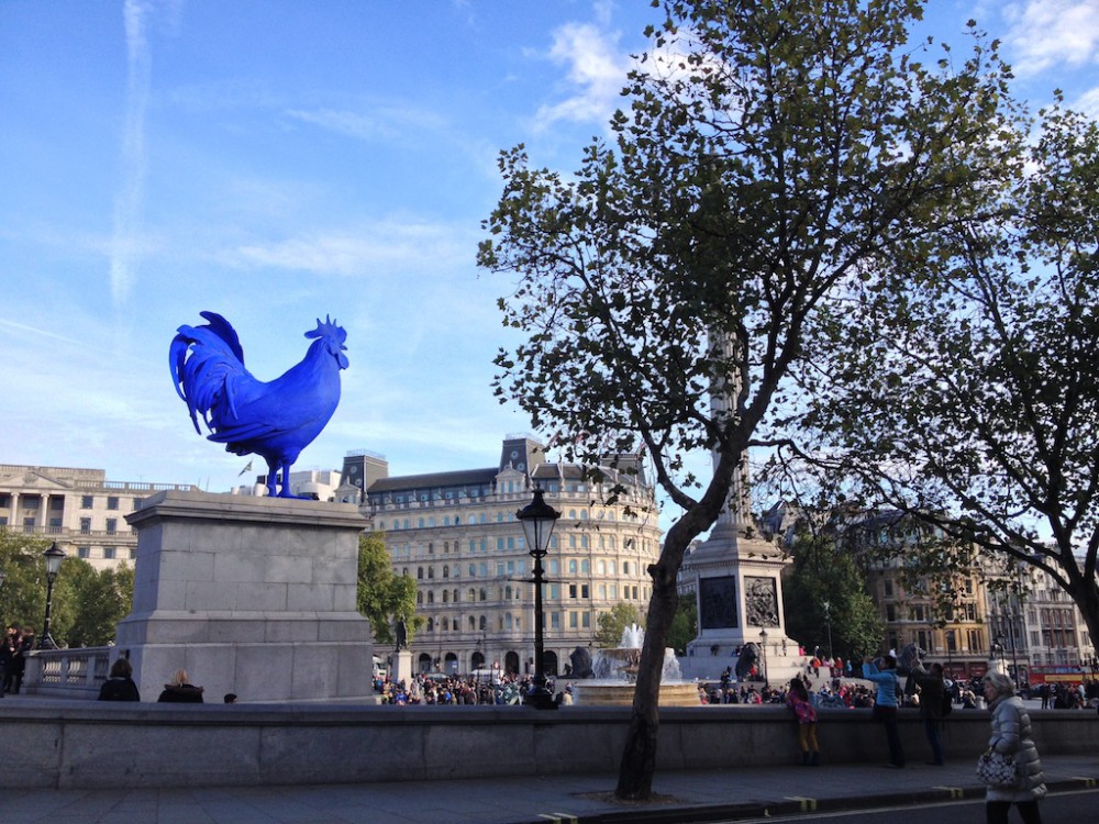 Big blue rooster at Trafalgar Square, London